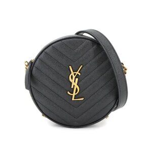 SAINT LAURENT PARIS Vinyle Round Camera Shoulder Bag Leather 610436 90277328